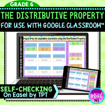 Preview of The Distributive Property Equivalent Expressions Self-Checking Digital Activity