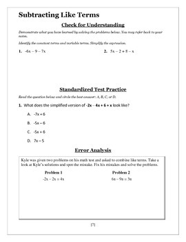 30 Combining Like Terms Worksheet 7th Grade - Free Worksheet Spreadsheet