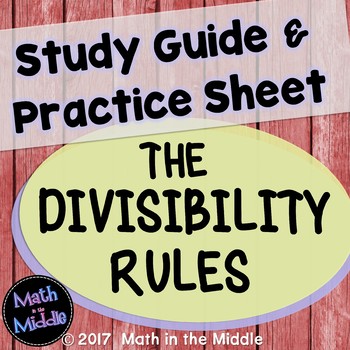 Preview of The Divisibility Rules Study Guide & Practice Sheet
