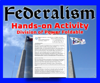 Preview of The Division of Federal and State Power Foldable, Hands-on Activity