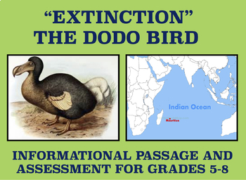 Preview of The Dodo Bird's Extinction: Reading Comprehension Passage (Grades 5-8)