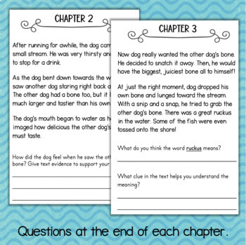 The Dog and His Reflection - Aesop's Fables Reading Comprehension Activity