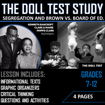 Preview of The Doll Test Study, Segregation, and Brown v. Board of Education