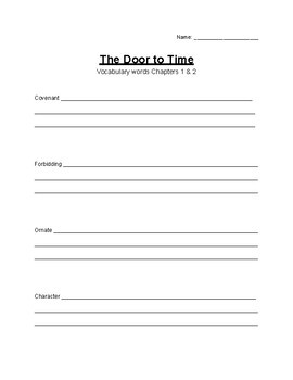 The Door To Time Spelling And Vocabulary Words Ch 1 2 By Littlefield Lounge