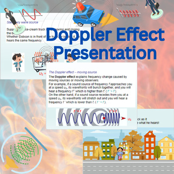 Preview of The Doppler Effect Presentation: Sound, Light, Application, Practice, Animations