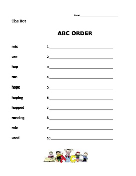 Preview of The Dot  Journeys 1st Grade- ABC Order