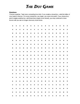 The Dot Game (No Prep Needed; Distance Learning Option) by Knox Worksheets