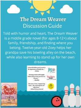 Preview of The Dream Weaver by Reina Luz Alegre Discussion Guide with Questions, Activities