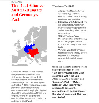 Preview of The Dual Alliance: Austria-Hungary and Germany's Pact DBQ NO PREP/SELF GRADING
