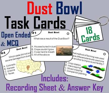 Preview of The Dust Bowl Task Cards Activity (Great Depression Unit)