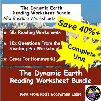 Preview of The Dynamic Earth Full Unit Reading Worksheet Bundle *Editable*