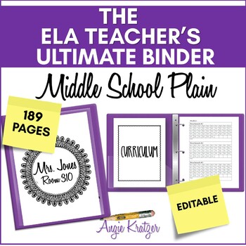 Preview of The ELA Teacher's Ultimate Binder - Middle School Plain