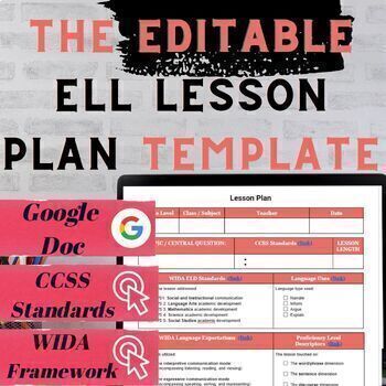 Preview of The ELL Lesson Plan Template & Formal Observation Form - WIDA and CCSS Standards