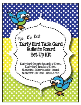 Preview of The Early Bird Task Card Bulletin Board Set-Up Kit in Lime, Lemon and Sky Blue