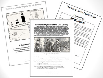 Preview of Early English Colonies 3 Product Bundle: Roanoke, Jamestown, and Tobacco DBQ