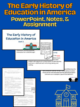 Preview of The Early History of Education in America - PowerPoint and Notes