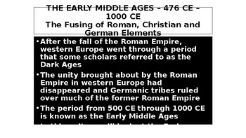 Preview of The  Early Middle Ages in Europe - (500 CE - 1000 CE)