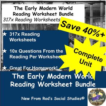 Preview of The Early Modern World Unit Reading Worksheet Bundle **Editable*