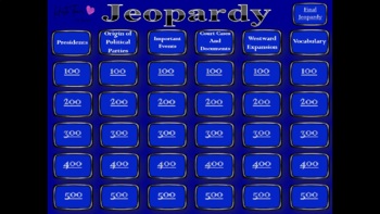 Preview of The Early Republic Unit Review Game Jeopardy Style
