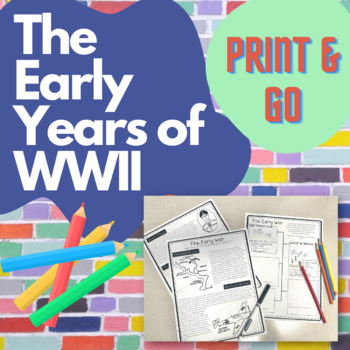 Preview of The Early War (Battles of WWII) Reading and Timeline (can be used for sub plan)