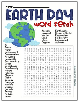 Preview of The Earth Day Word Search Puzzle