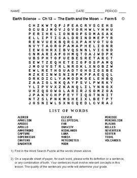The Earth and the Moon - High School Earth Science - Word Search ...