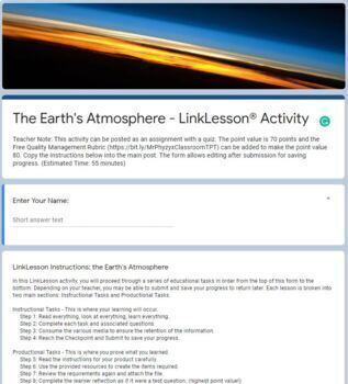 Preview of The Earth's Atmosphere LinkLesson® - Online Blended Distance Remote Learning
