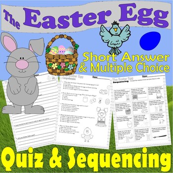 Preview of The Easter Egg Jan Brett Reading Comprehension Quiz & Story Sequencing