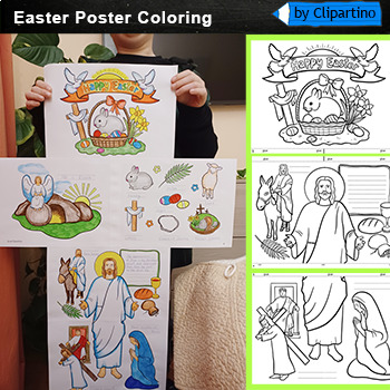 Preview of The Easter Story Poster /Coloring page /Activity/ Classroom decor bundle