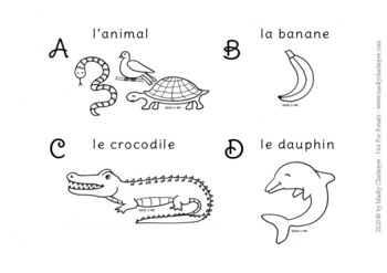 Preview of The Easy ABC in FRENCH! 6 Coloring Pages in black and white