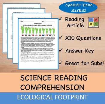 Preview of The Ecological Footprint - Reading Passage and x 10 Questions (EDITABLE)