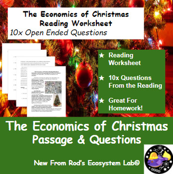 Preview of The Economics of Christmas Winter Reading Worksheet **Editable**