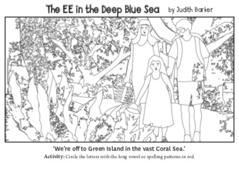 Preview of The Ee in the Deep Blue Sea – FREE 3 Phoneme Colouring Worksheets