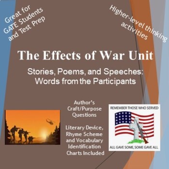 Preview of The Effects of War Unit:  Stories, Poems, and Speeches from the Participants