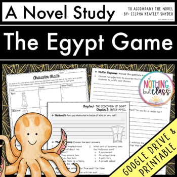Preview of The Egypt Game Novel Study Unit | Comprehension Questions with Activities & Test
