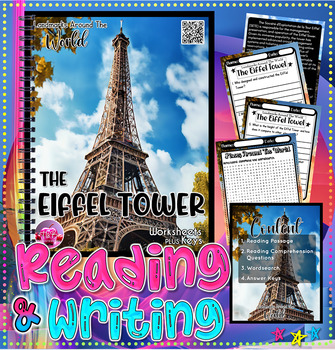 Preview of The Eiffel Tower Literacy Worksheets +Keys