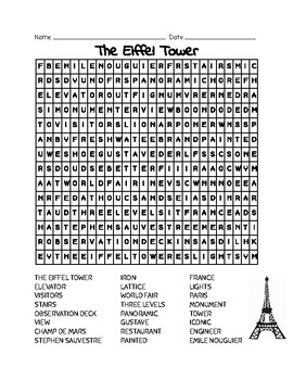 The Eiffel Tower Word Search by Learning is Lots of Fun | TPT