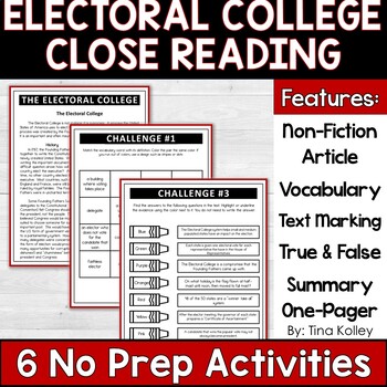 Preview of The Electoral College - Close Reading - Presidential Election Process