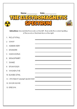 The Electromagnetic Spectrum: 2 Science Puzzles: Wordsearch & Word Scramble
