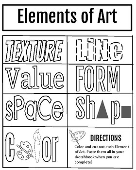 The Elements and Principles of Art Worksheets by The Magnificent Paintbrush
