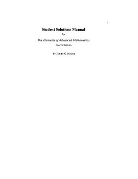 Preview of The Elements of Advanced Mathematics 4th Edition by Steven SOLUTIONS MANUAL