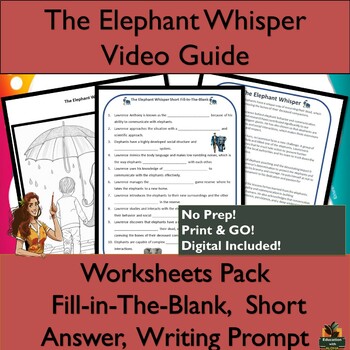 Preview of The Elephant Whisper Video Guide Worksheets Pack! with Digital!