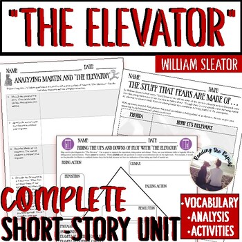 Preview of The Elevator William Sleator Short Story Unit, Analysis, Activity, Plot, Quiz
