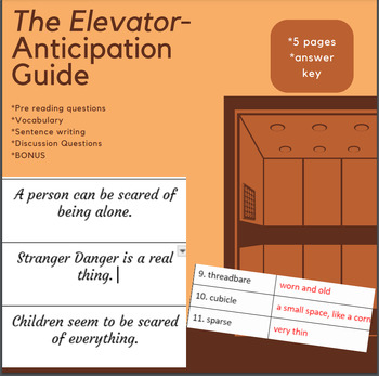 Preview of The Elevator by William Sleator-  Anticipation Guide