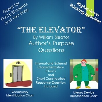 Preview of The Elevator by William Sleator Author's Purpose Questions and Activities