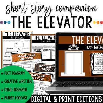 Preview of The Elevator by William Sleator Short Story Activities & Escape Room Bundle