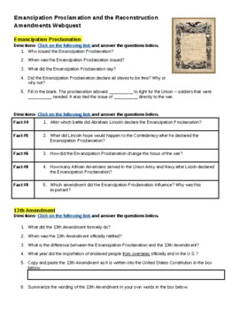 Reconstruction Webquest Worksheets Teachers Pay Teachers