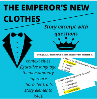 Preview of The Emperor's New Clothes- story with questions
