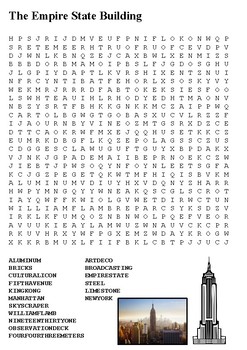 The Empire State Building Word Search by Steven s Social Studies