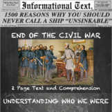 The End of the Civil War--Informational Text Worksheet